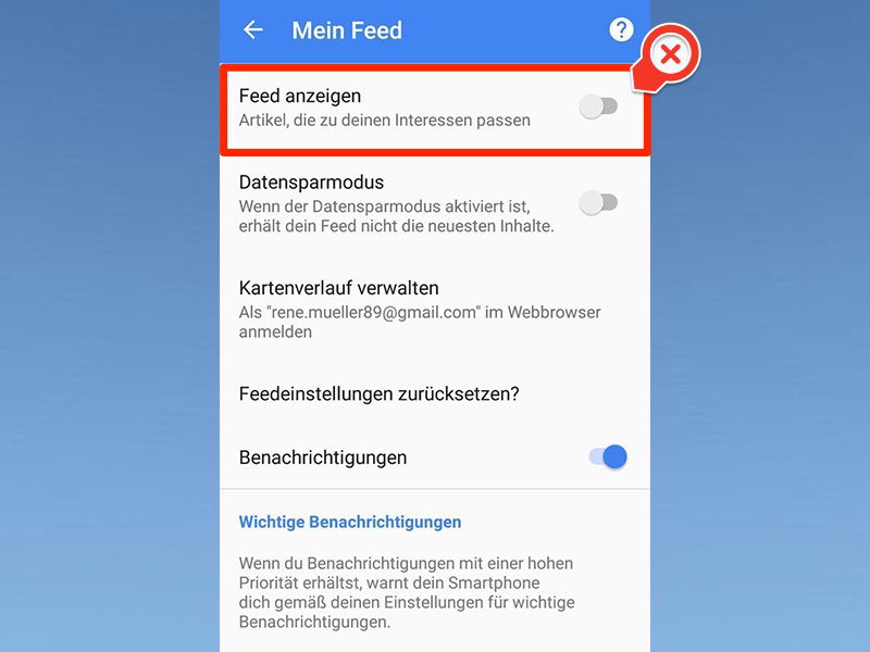 Google Now Feed deaktivieren
