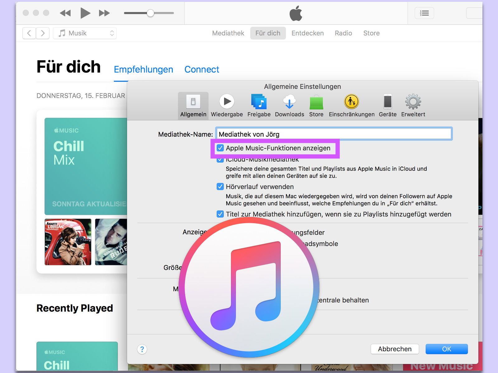 Apple Music abschalten