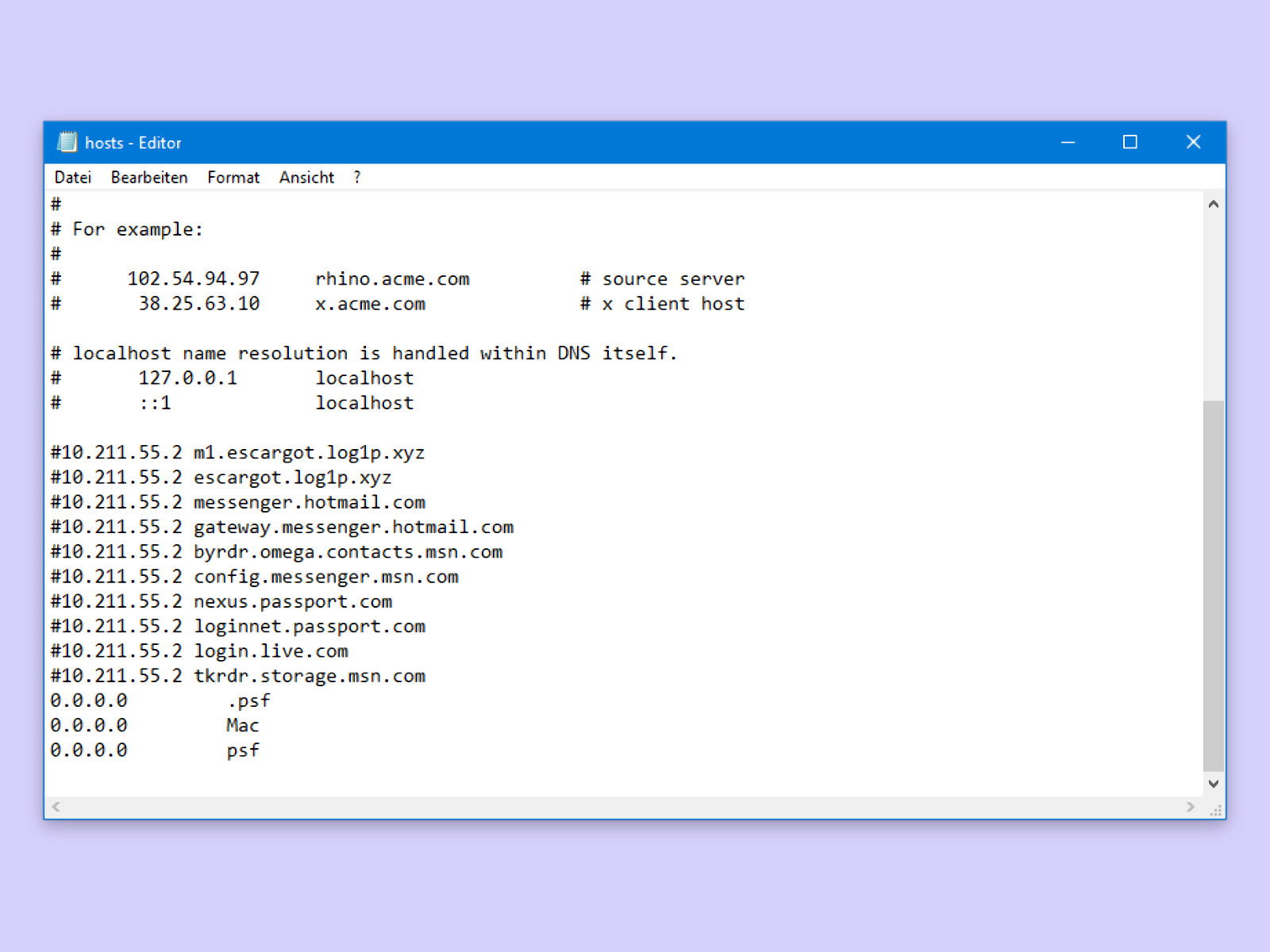 Hosts-Datei von Windows 10 ändern