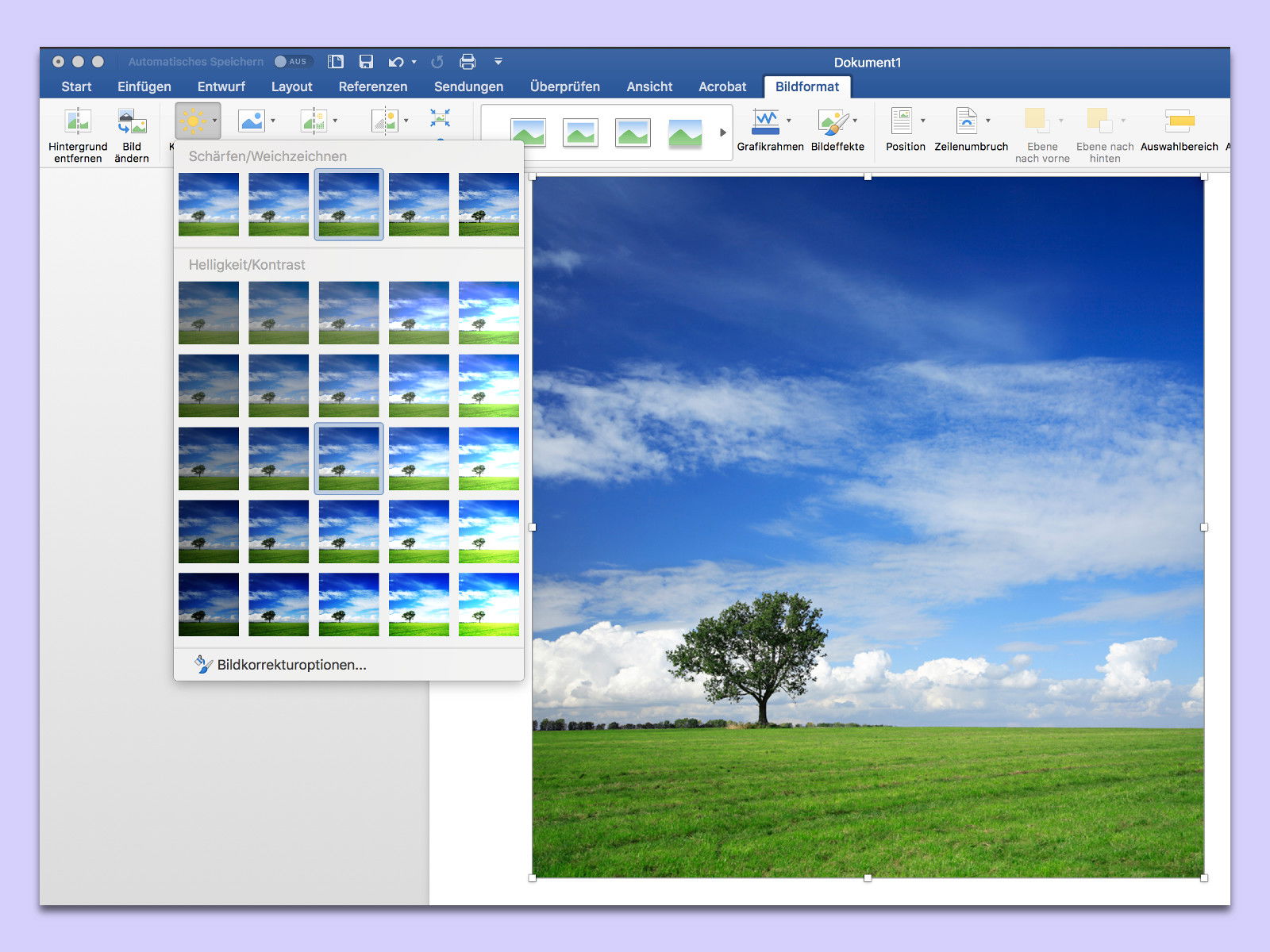 Bild in Word heller oder dunkler machen
