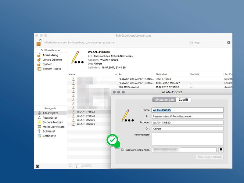 WLAN-Passwort auf dem Mac anzeigen lassen
