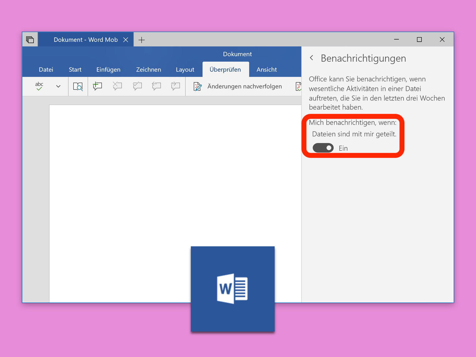 Benachrichtigung bei Word-Änderungen