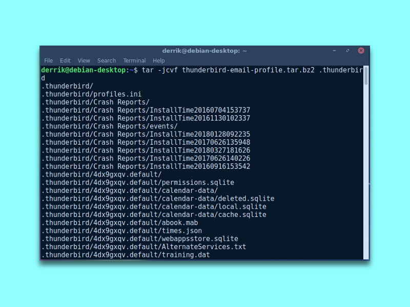 Thunderbird-Profil sichern in Linux