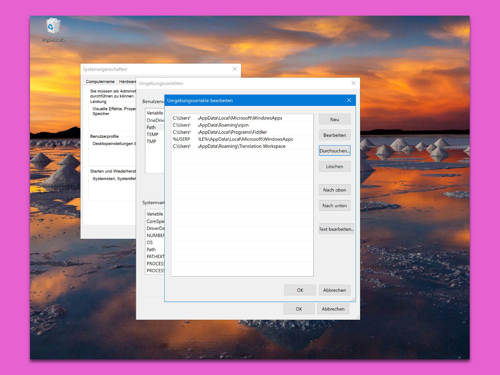 Such-Pfad anpassen in Windows 10