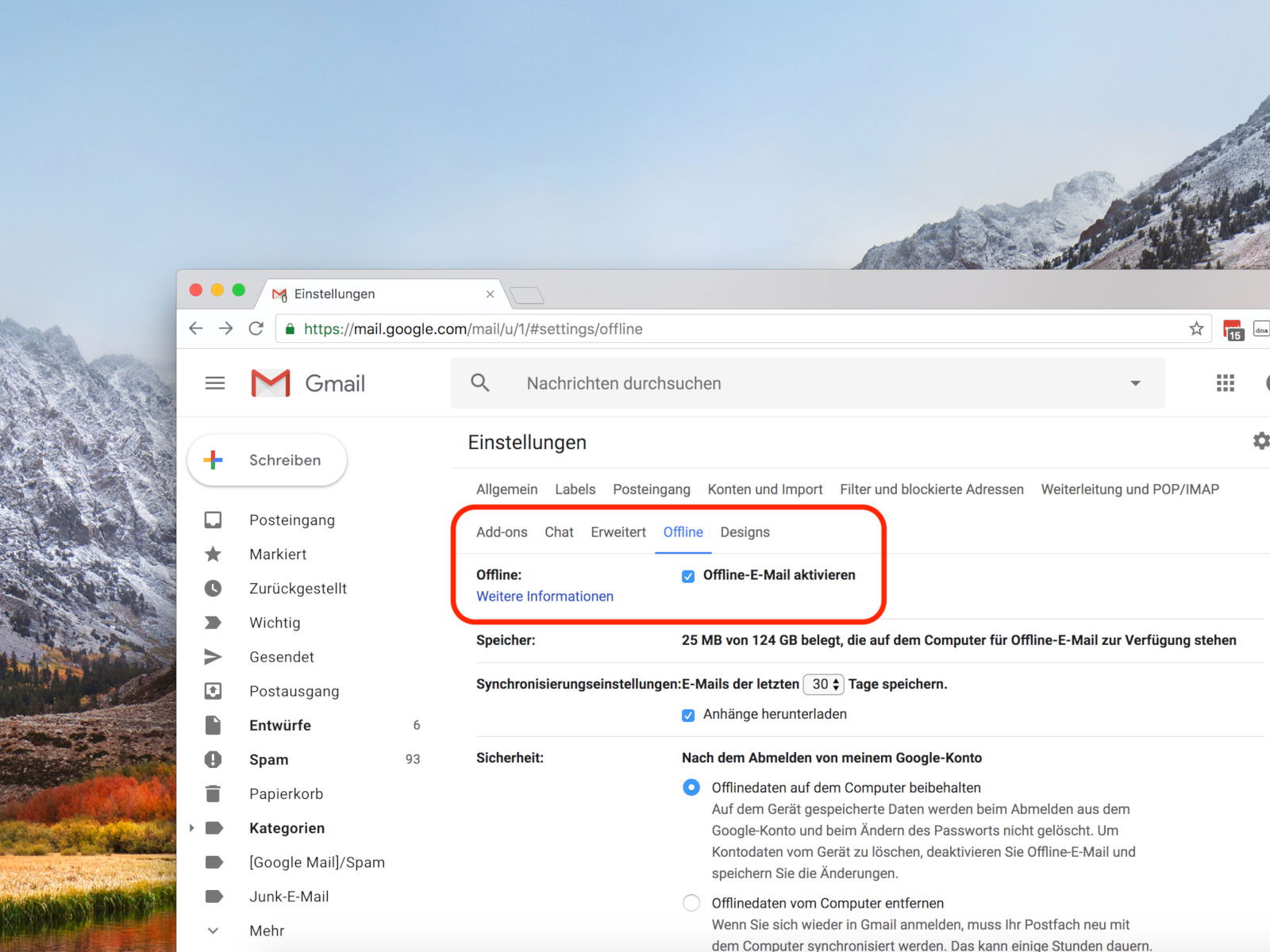 Gmail offline nutzen