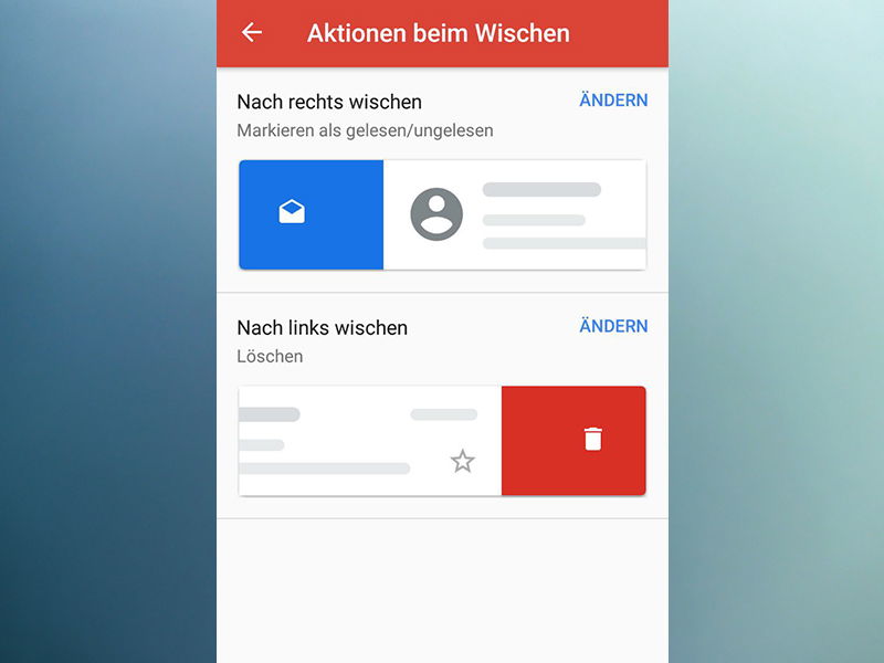 Wisch-Gesten für Google Mail einstellen
