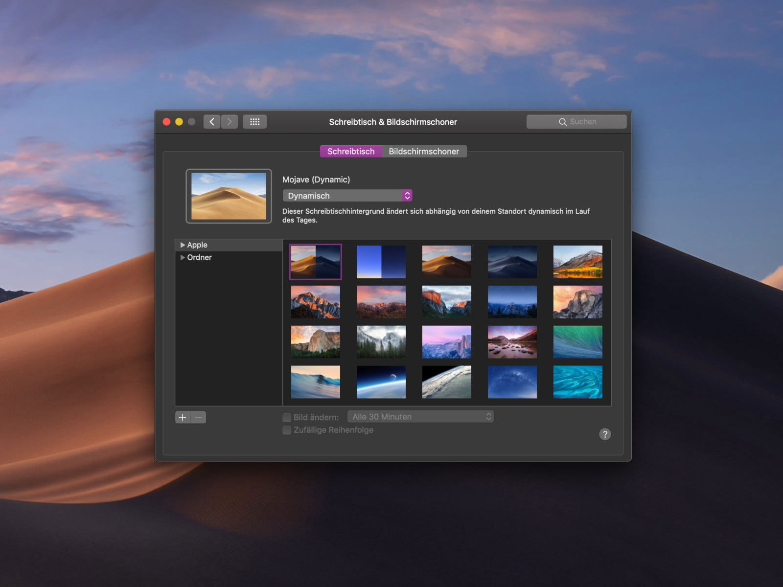 macOS Mojave: Wallpaper je nach Uhrzeit