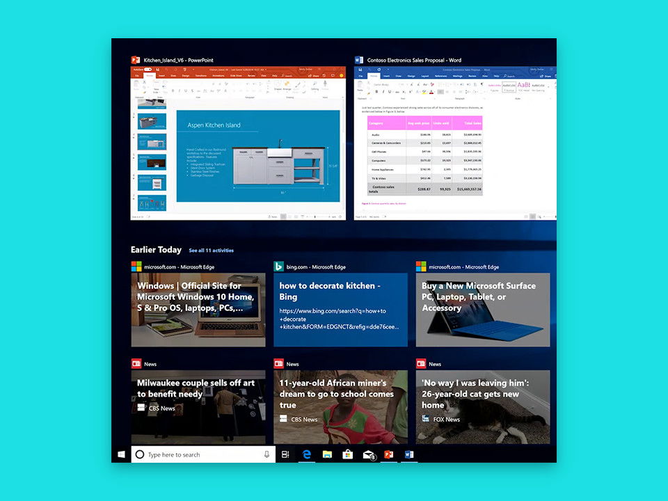 Timeline von Windows 10 reparieren