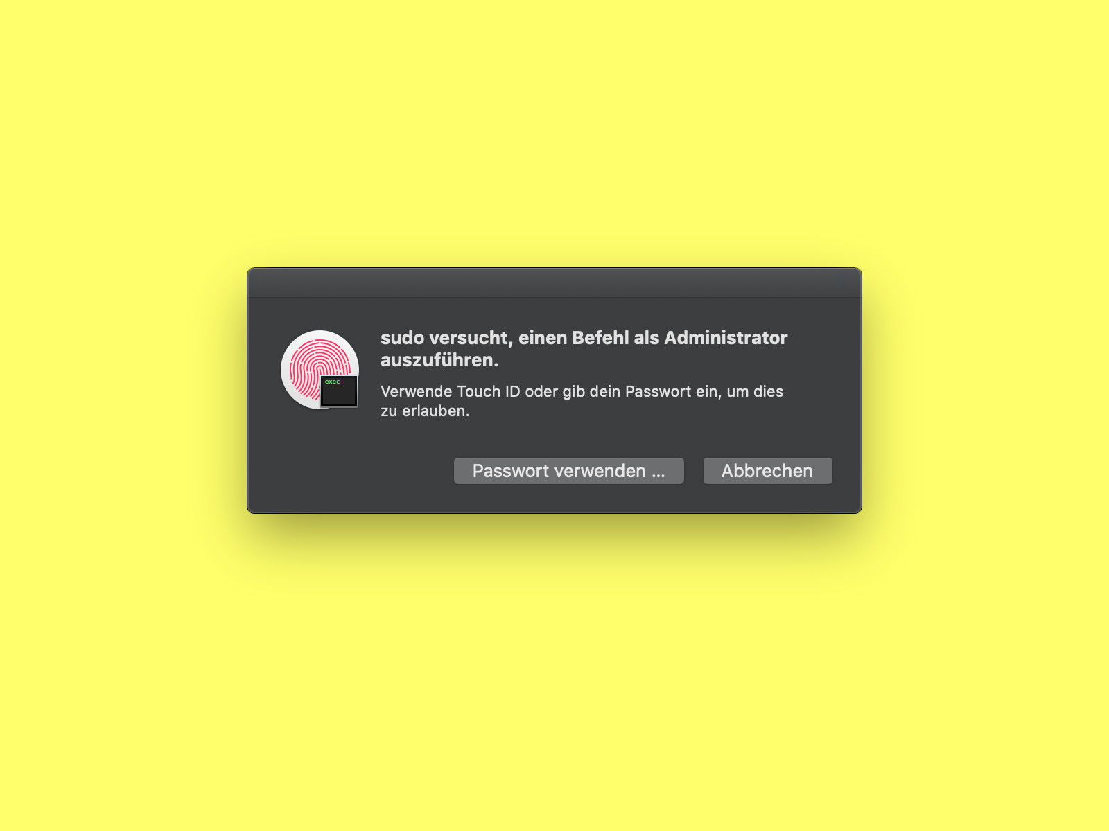 Sudo-Befehl per Touch-ID autorisieren