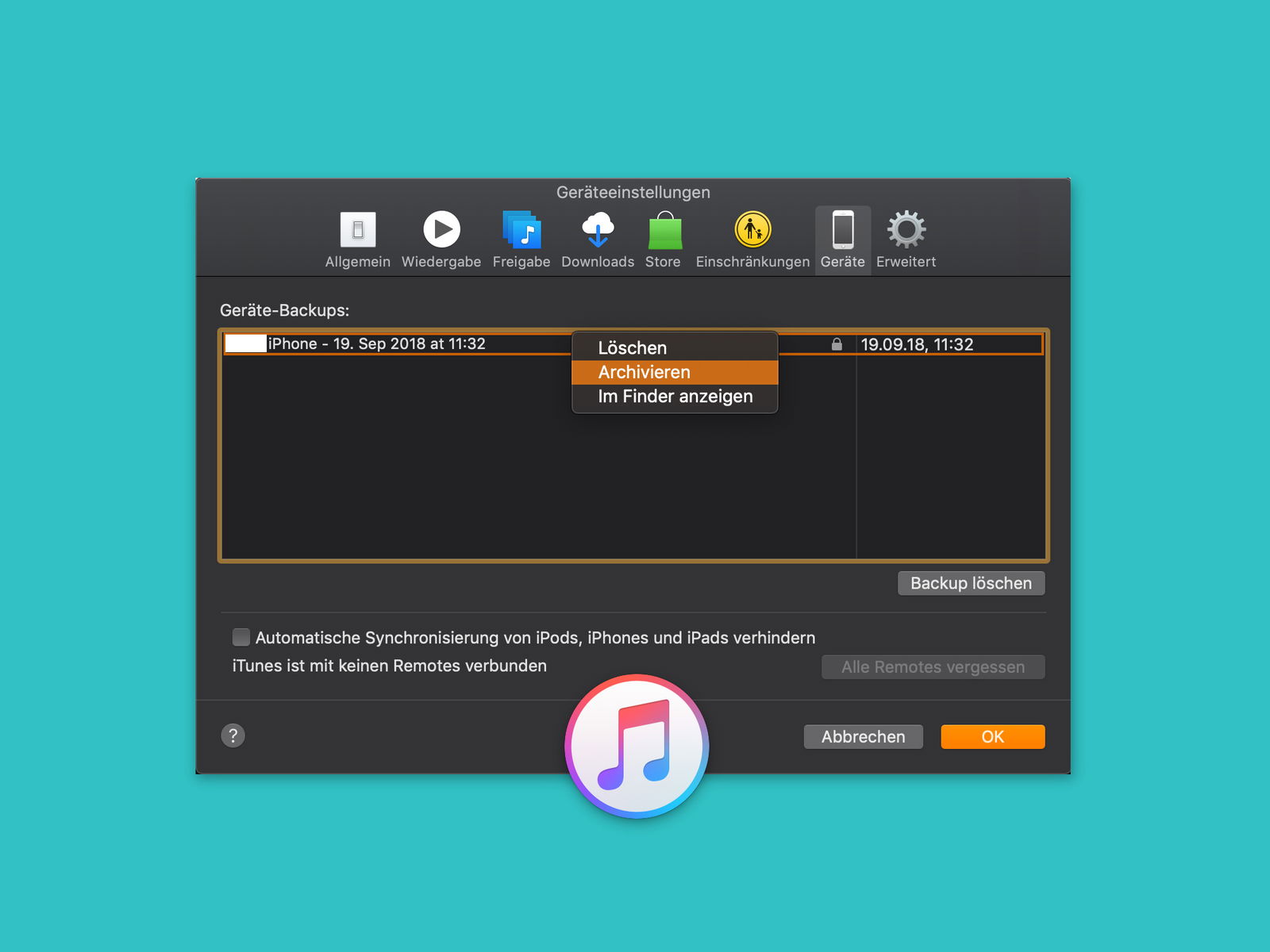 iPhone-Backups nicht löschen