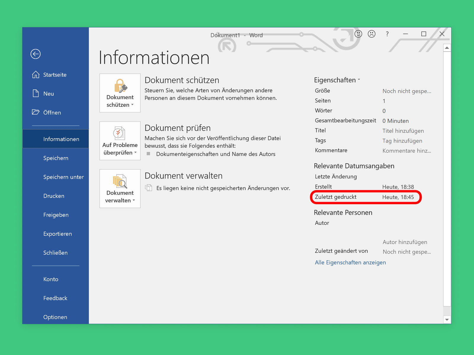 Ausdruck-Datum in Word ermitteln