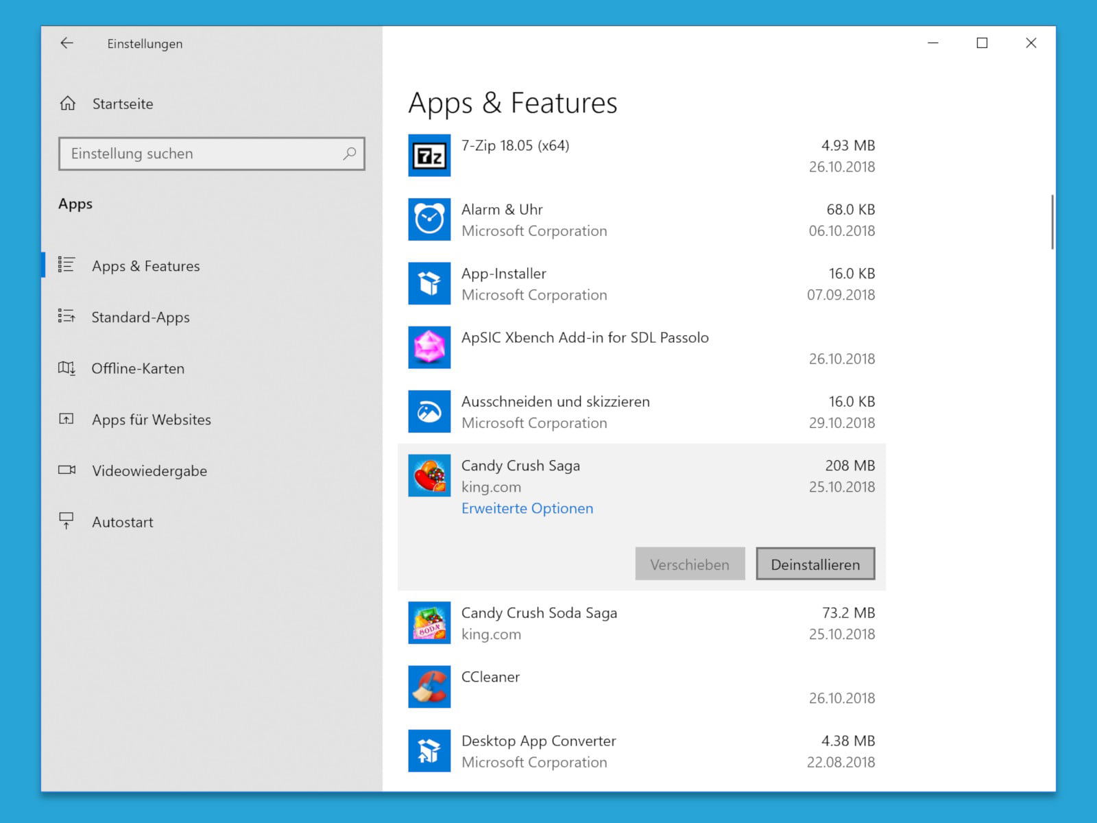 Überflüssige Apps löschen