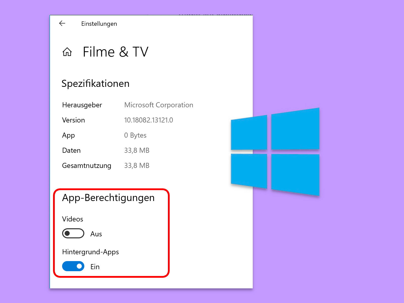 Rechte für Windows 10-Apps
