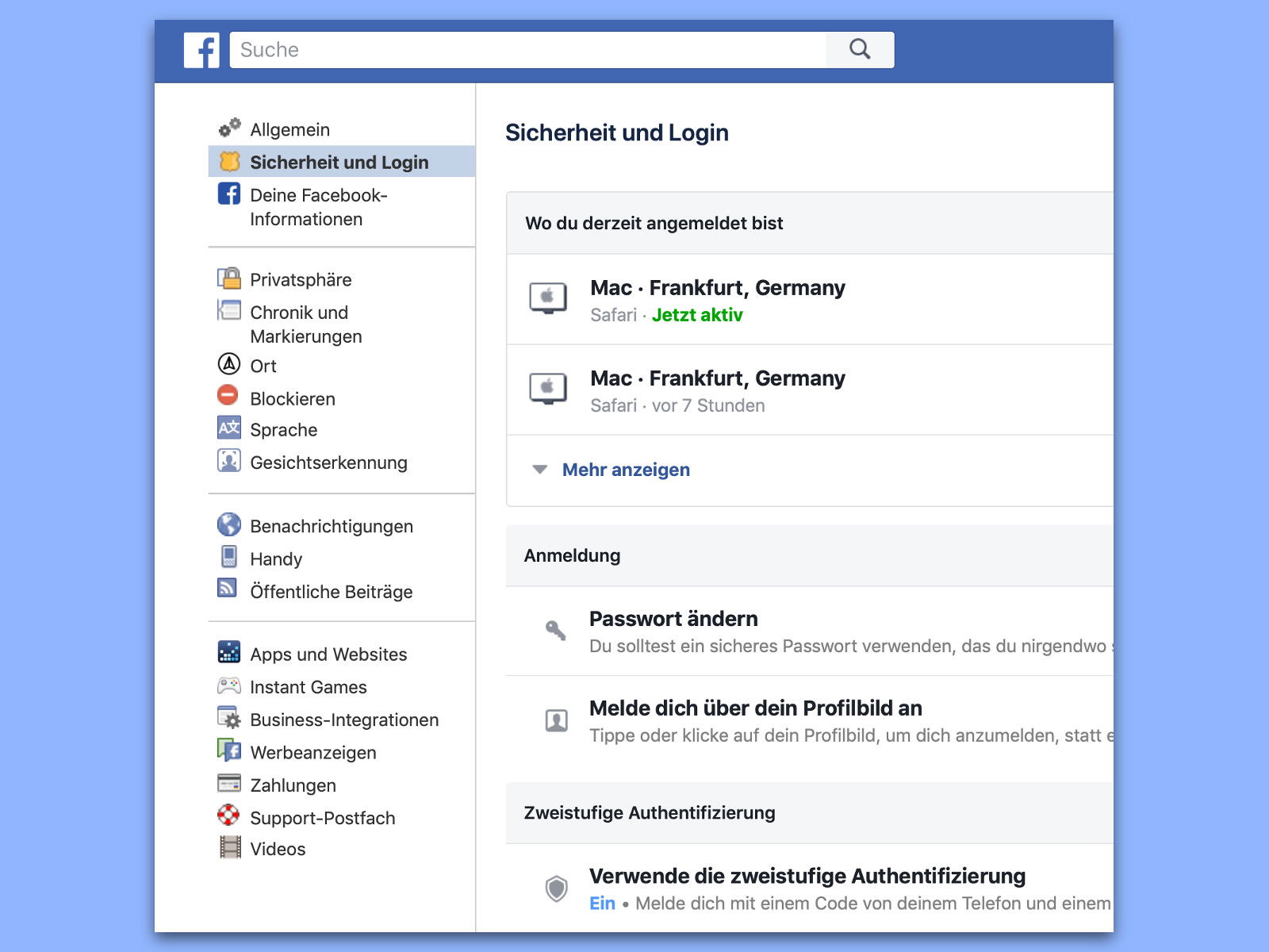 Facebook: 2-Faktor-Auth ohne Telefon