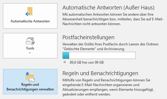 Benutzerdefinierte Regeln in Outlook einstellen