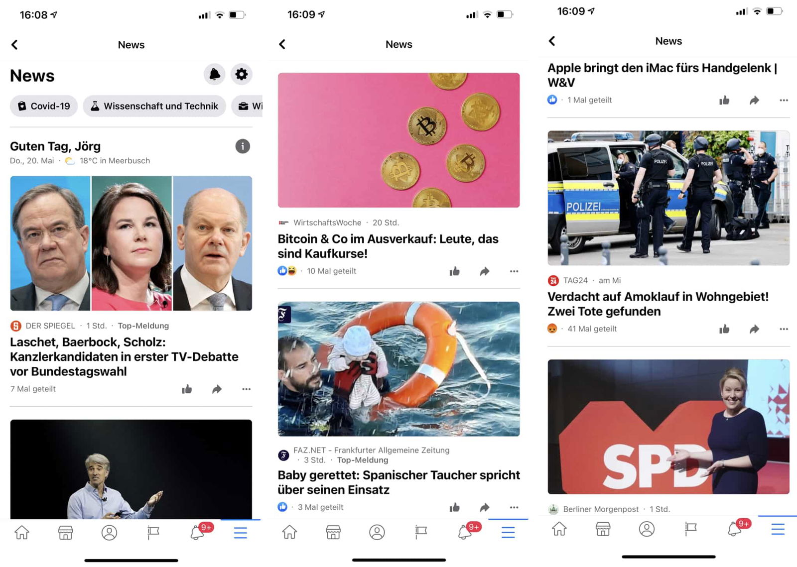 Facebook News gestartet