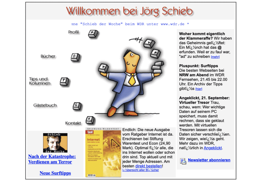 So sah meine Webseite vor 20 Jahren aus