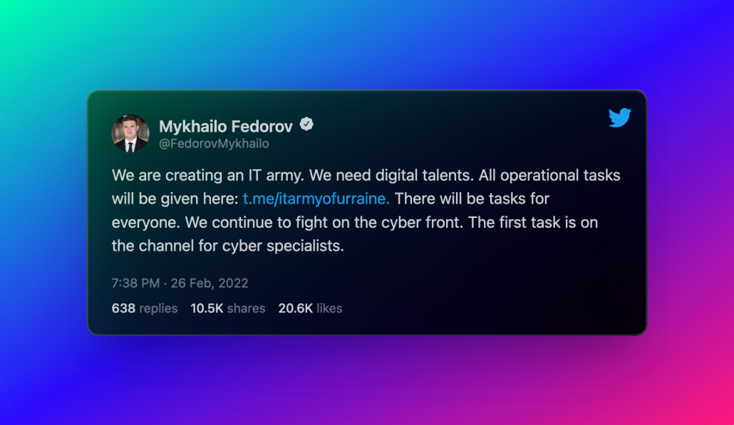 Fedorov will eine IT-Armee aufbauen