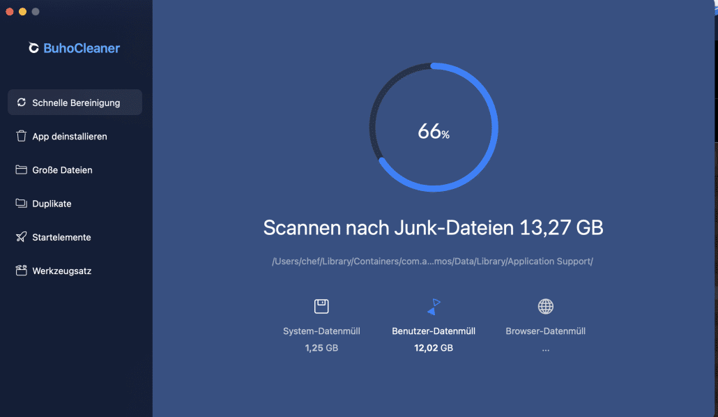Bevor es mit dem Aufräumen losgehen kann. wird erst mal die Festplatte gescannt