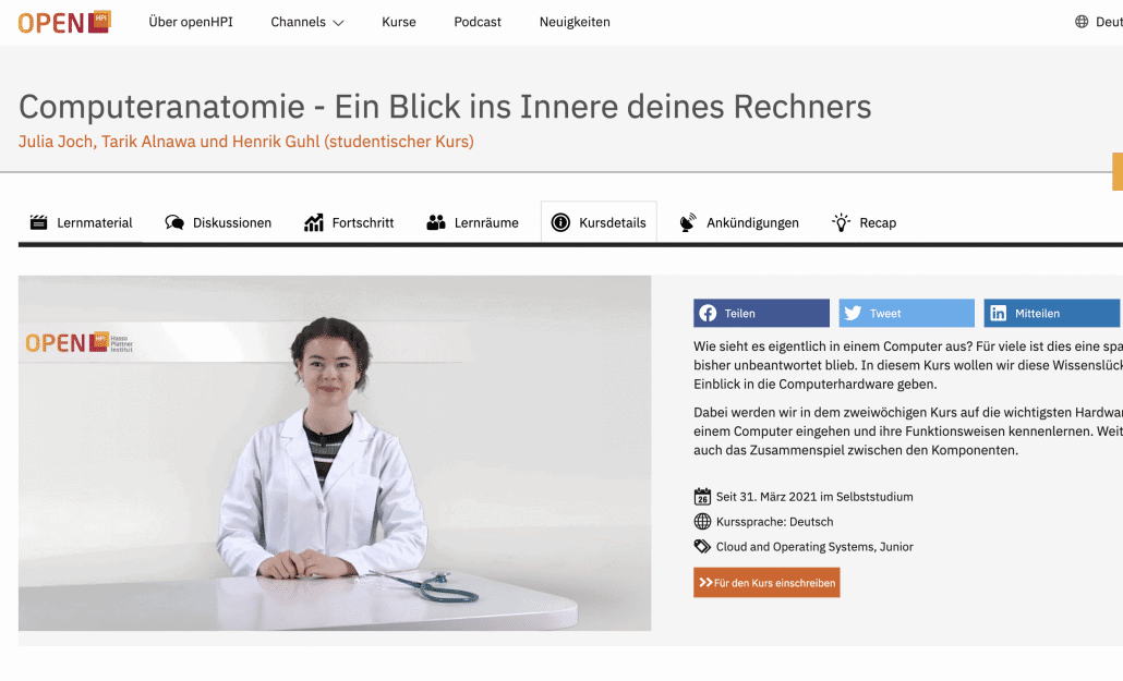 Das HPI bietet interessante Kurse an