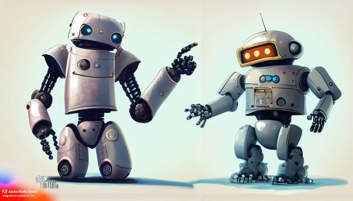 Zwei Roboterunterrichten sich gegenseitig