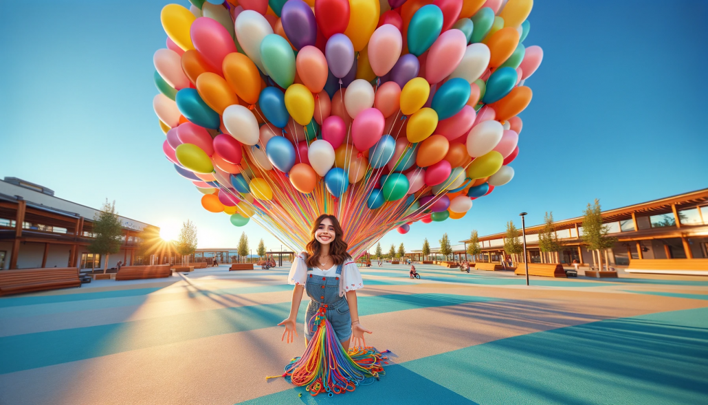 Was passiert mit den Ballons, wenn die Kordeln losgelassen werden?