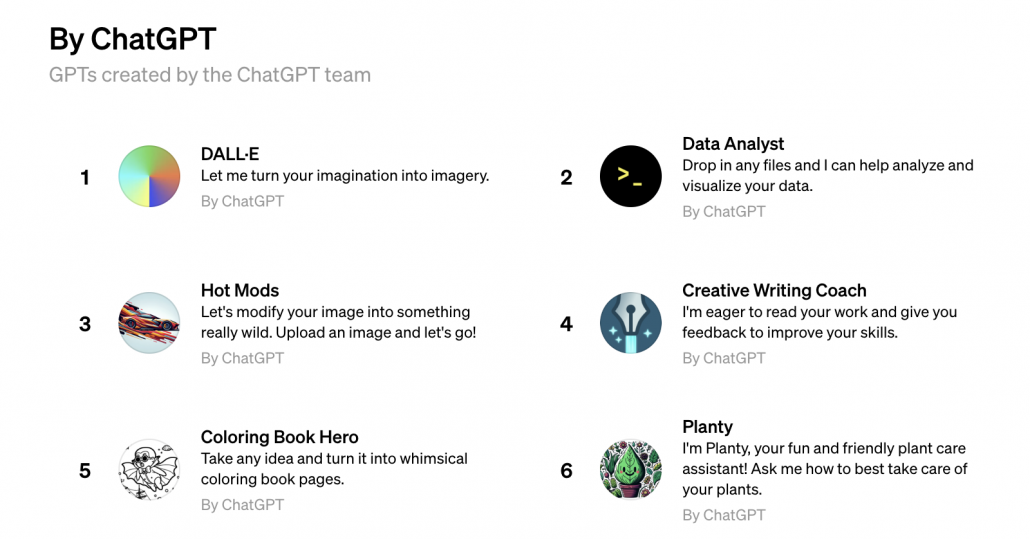 OpenAI hat auch eigene ChatGPTs am Start