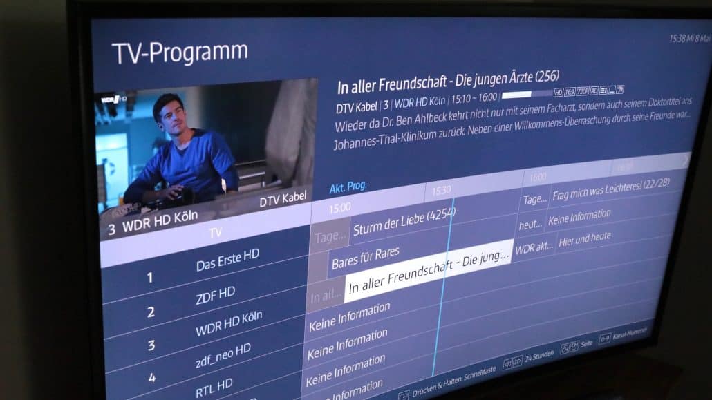 Große Programmauswahl beim Kabelfernsehen