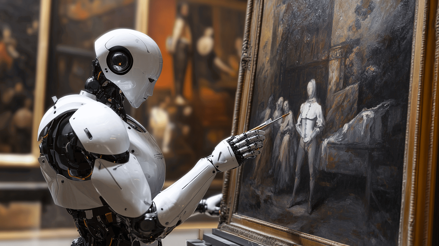 jschieb ein roboter scannt das gemde das ein maler gerade auf 2758a329 0d03 4502 8383 95a47059e040 3