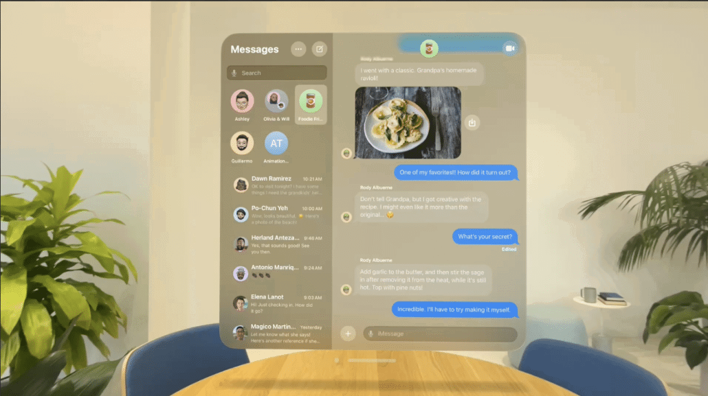 Die Vision Pro ermöglicht das Arbeiten an virtuellen Arbeitsplätzen