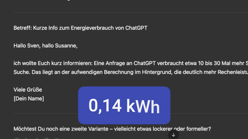 Ein einzelner Chatbot Aufruf kann 0,14 kWh verbrauchen