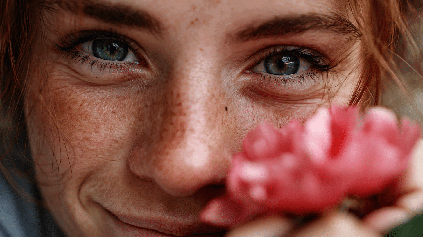 Ein Closeup von einem Gesicht: Es fällt gleich auf, dass Midjourney v7 jetzt deutlich echter wirkende Haut erzeugt