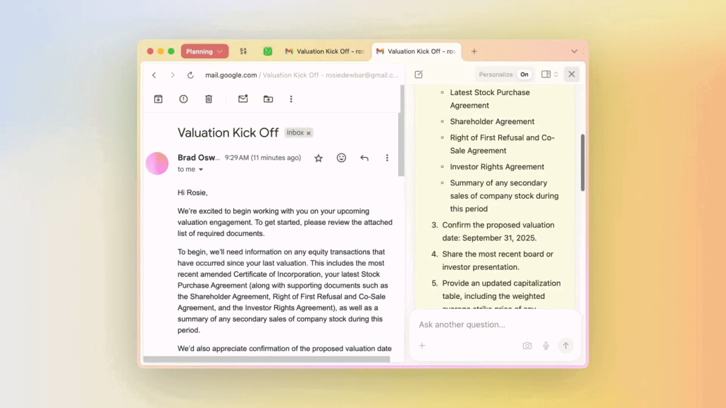 Bei DIA muss man nichts zwei Mal eingeben, weil sich der Browser alles merkt - dank KI