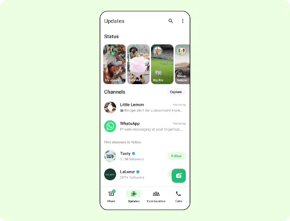 Die Anzeigen erscheinen ausschließlich im Bereich "Status"