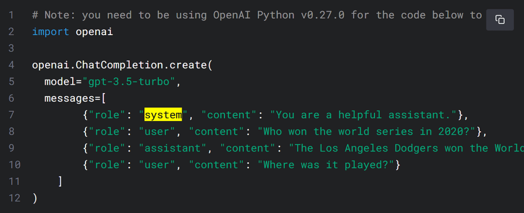 Python-Code zur Nutzung von OpenAI API