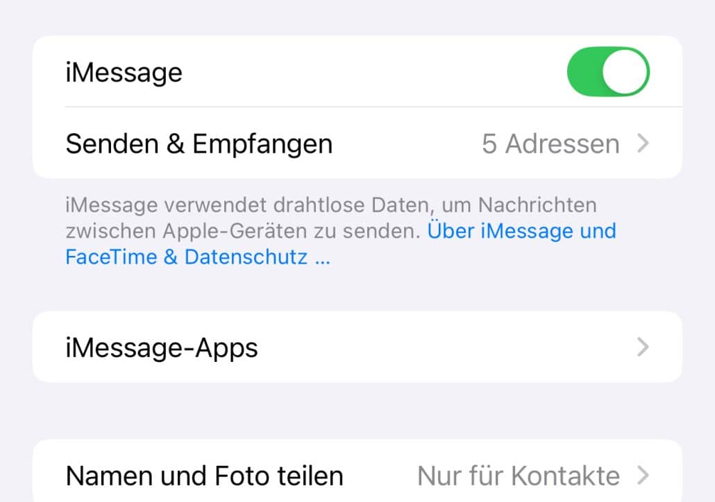 iMessage Einstellungen auf einem Apple Gerät