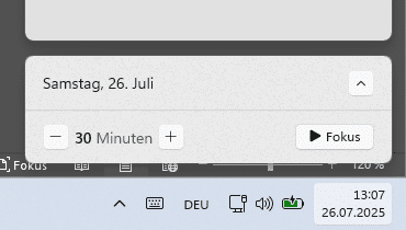Kalenderanzeige für den 26. Juli.