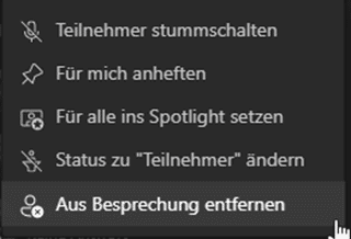 Optionen für die Teilnehmerverwaltung in einer Besprechung