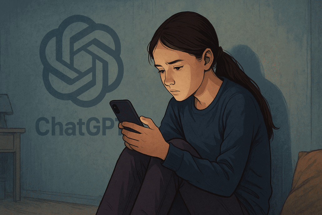 Nachdenkliches Kind mit Smartphone im Dunkeln