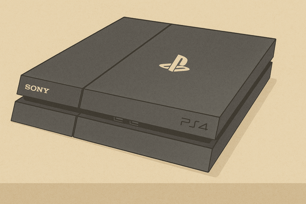 Sony PlayStation 4 Konsole auf beige Hintergrund