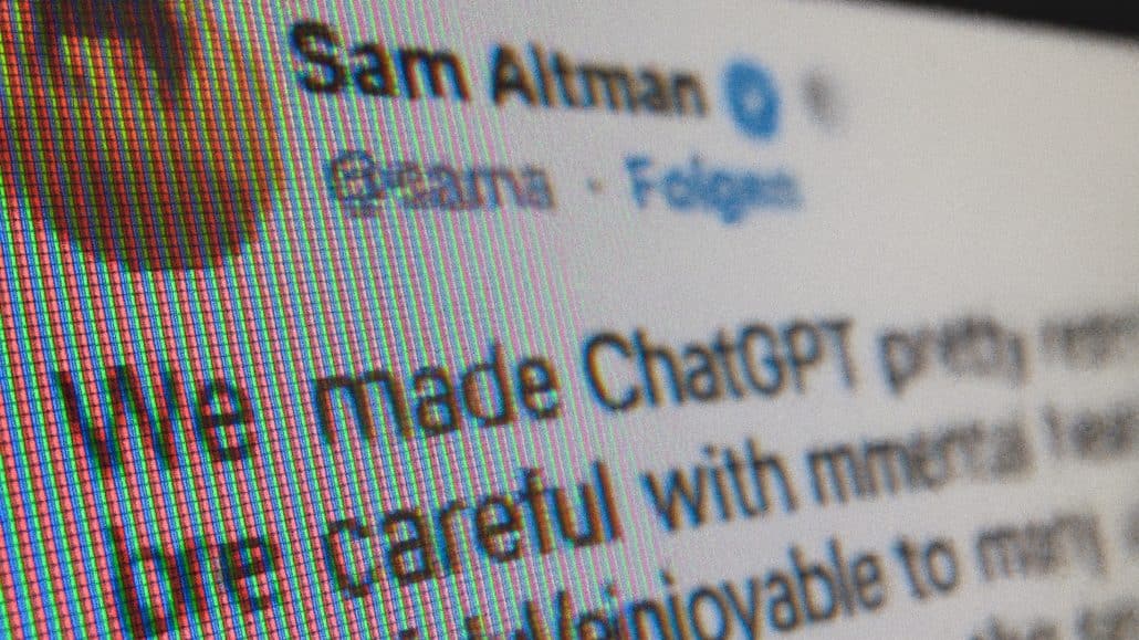 Tweet von Sam Altman über ChatGPT-Entwicklung