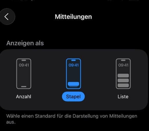 Einstellungen für die Anzeige von Mitteilungen