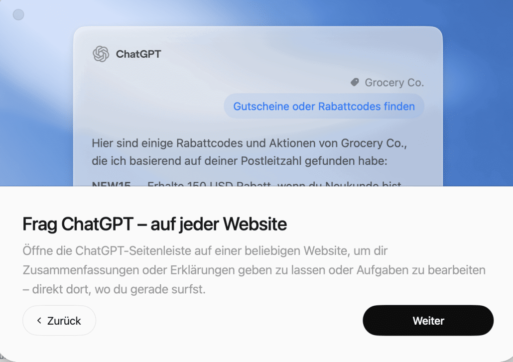 ChatGPT bietet Rabattcodes für Grocery Co. an.