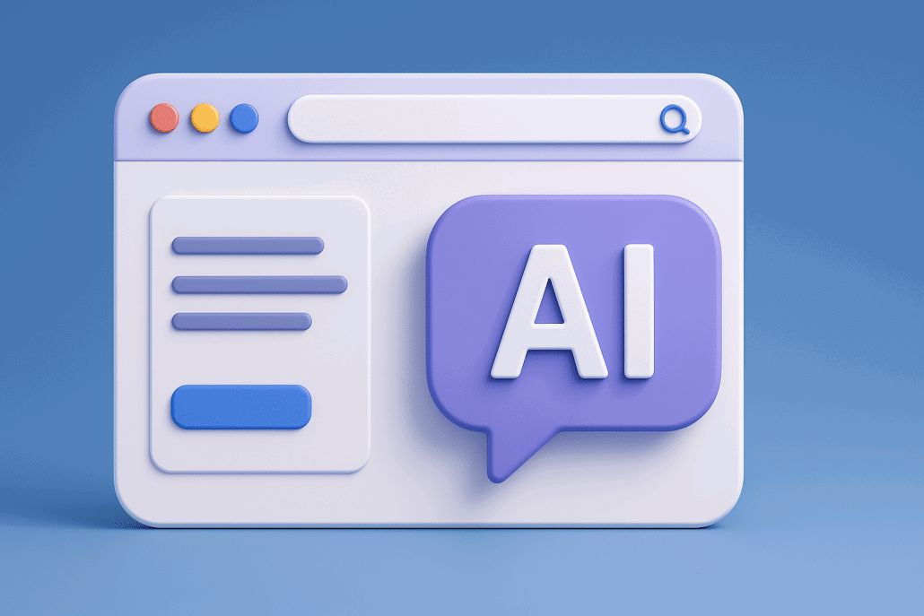 Moderne Website mit AI-Symbol und Suchfeld