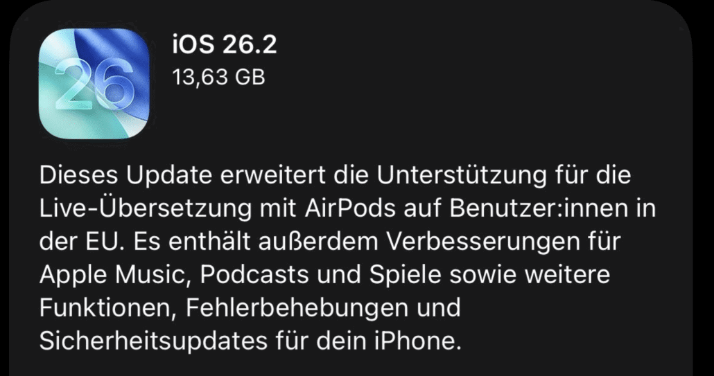 iOS 26.2 Update: Verbesserungen und neue Funktionen