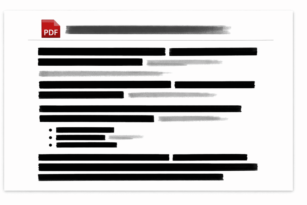 Schwarze und graue Markierungen auf elektronischem Dokument