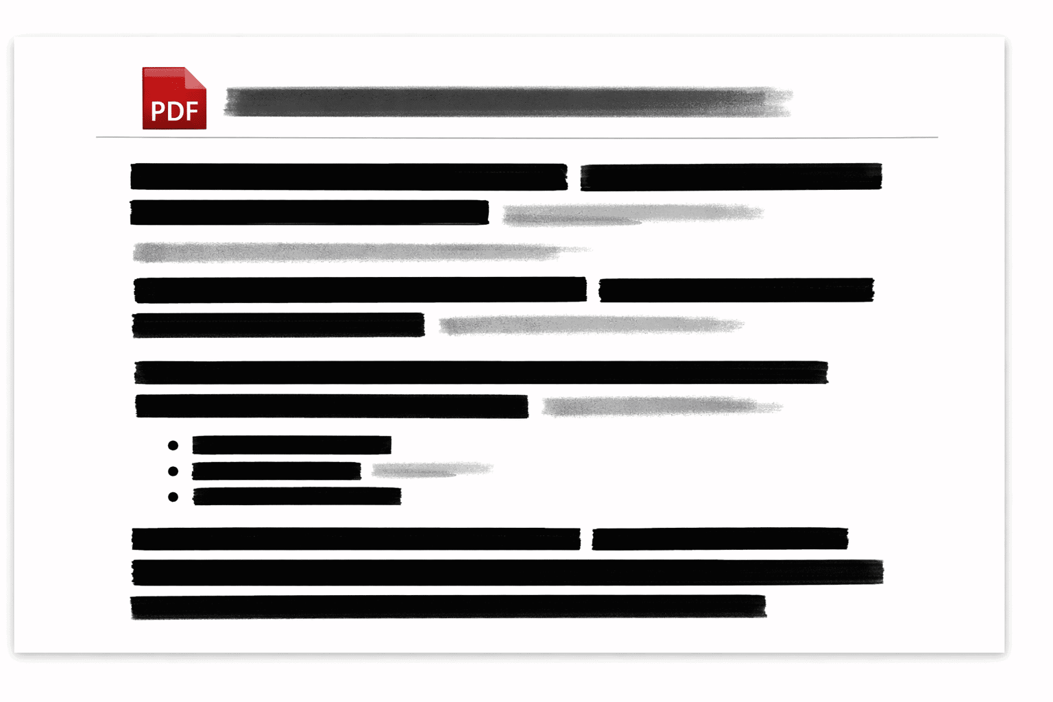 Schwarze und graue Markierungen auf elektronischem Dokument