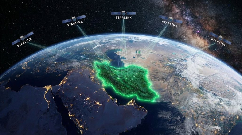 Satellitenverbindung über dem Iran mit Starlink