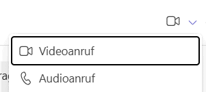 Auswahl zwischen Video- und Audioanruf