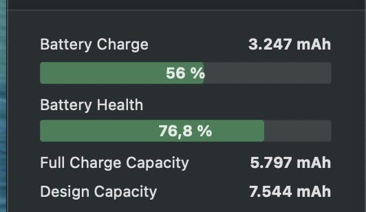 Batteriestatus und Gesundheit des Geräts